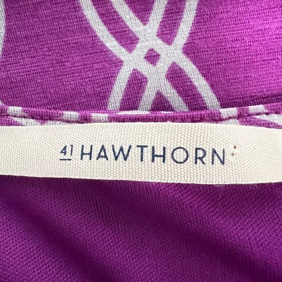 Hawthorn Women’s V-Neck Surplice A-Line Knee Length Dress Purple/Gray Tie L - Picture 8 of 9